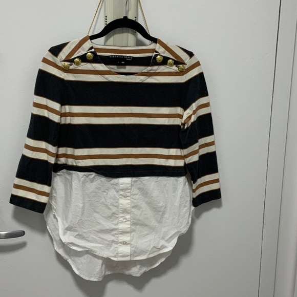 Veronica Beard Black and Brown Striped Top - Picture 1 of 3